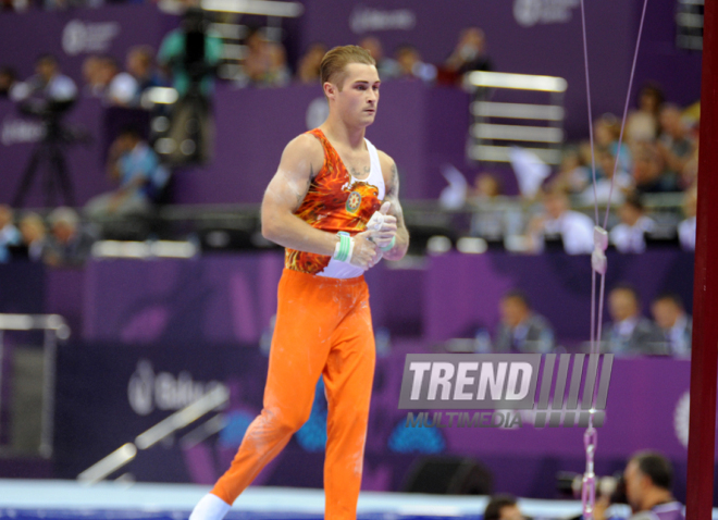 Azərbaycan gimnastı Oleq Stepko Avropa Oyunlarında gümüş medal qazandı. Bakı, Azərbaycan, 18 iyun 2015